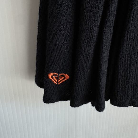 Roxy Black Shirred Dress Multicolored Stitching - Picture 6 of 8